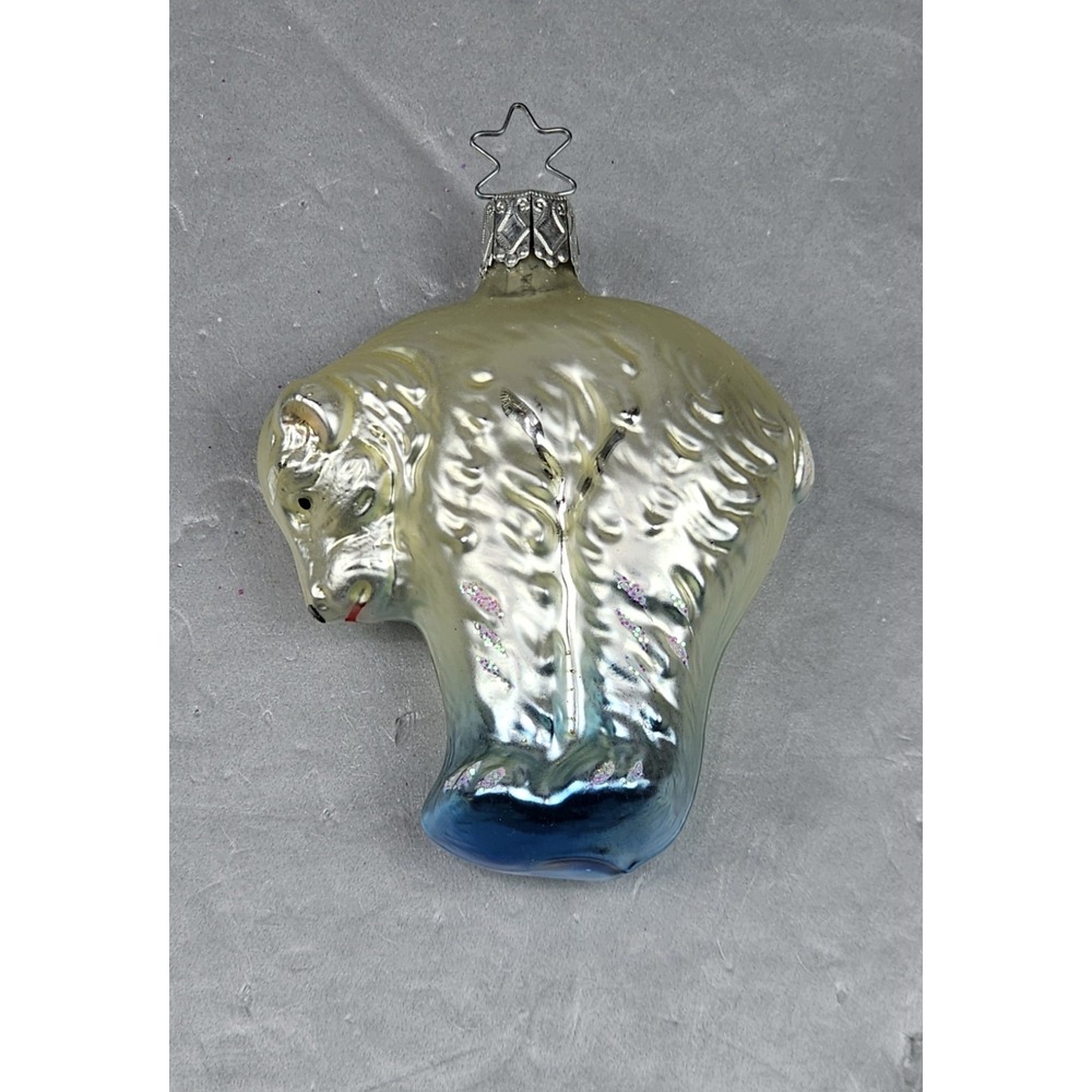 Vintage Christopher Radko‎ Polar Bear Glass Christmas Ornament Silver Blue